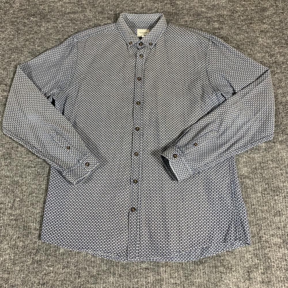 Frank And Oak Shirt Mens Extra Large Blue Button‎ Down Long Sleeve Cotton Formal